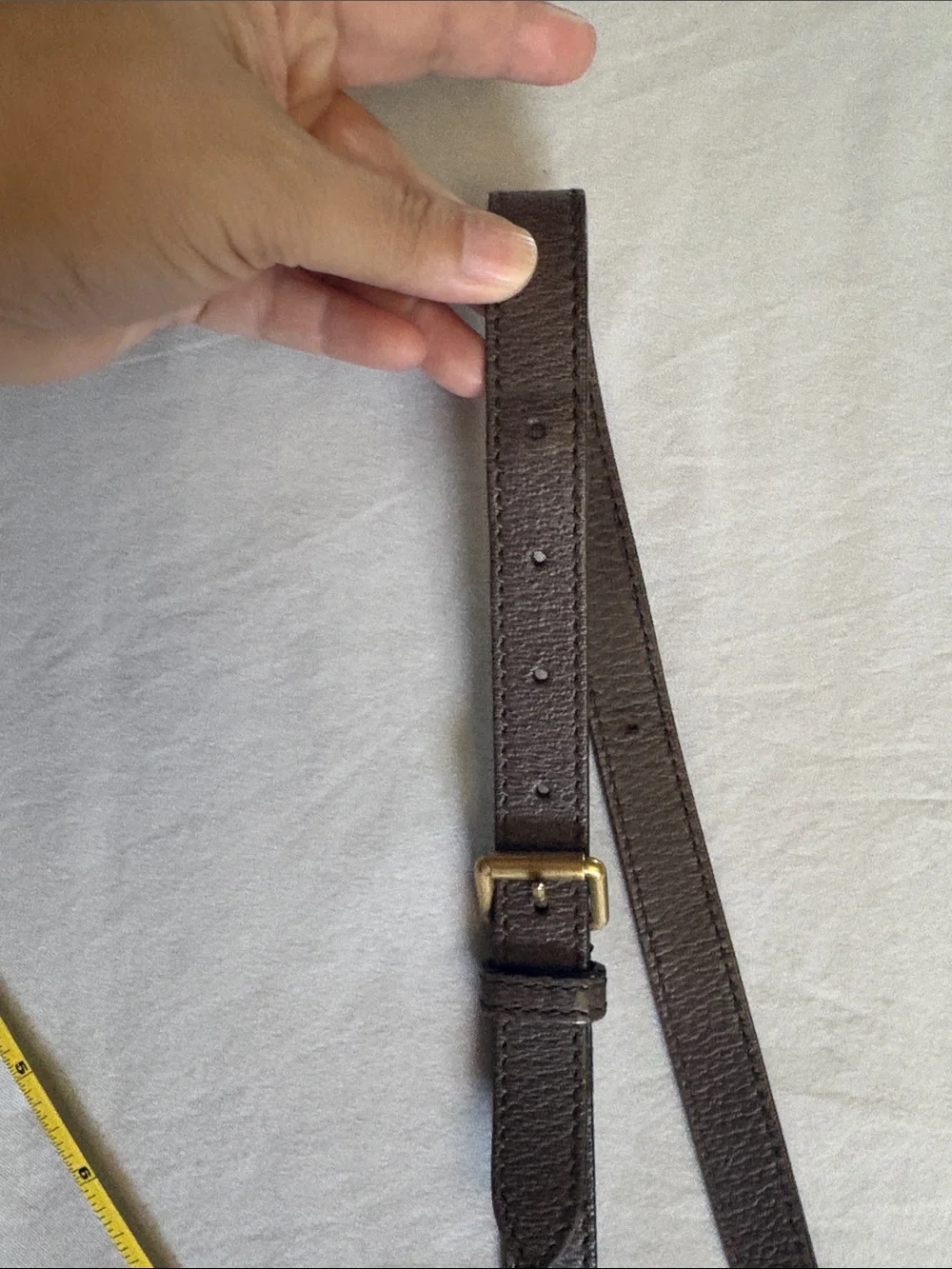 Gucci Beige GG Supreme crossbody with Green-Red Web and Brown Trim